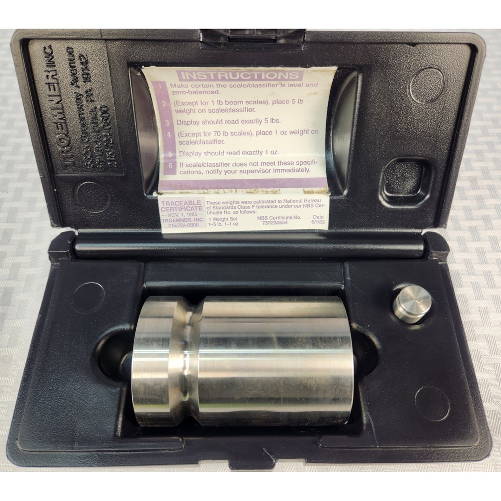 Troemner Weight Set - 5 lb & 1oz Steel Calibration Weights  Excellent Condition